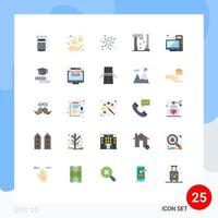 Group of 25 Flat Colors Signs and Symbols for hardware computer fire tools construction Editable Vector Design Elements