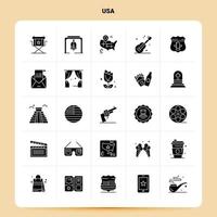 Solid 25 Usa Icon set Vector Glyph Style Design Black Icons Set Web and Mobile Business ideas design Vector Illustration