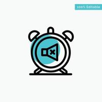 Alarm Clock Mute Off Sound turquoise highlight circle point Vector icon