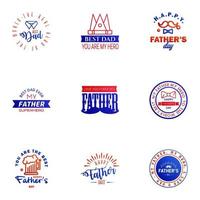 Happy fathers day 9 Blue and red vintage retro type font Illustrator eps10 Editable Vector Design Elements