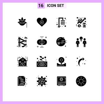 conjunto de 16 iconos modernos de la interfaz de usuario signos de símbolos para el marketing deslizante agregar gráfico de gestión elementos de diseño vectorial editables vector