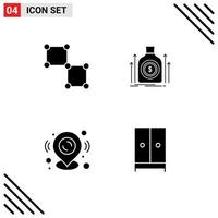 4 Universal Solid Glyph Signs Symbols of bound pin space dollar location Editable Vector Design Elements
