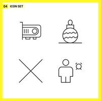 4 Icon Set Simple Line Symbols Outline Sign on White Background for Website Design Mobile Applications and Print Media vector