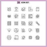 Universal Icon Symbols Group of 25 Modern Lines of memory card card arts puzzle pieces puzzle Editable Vector Design Elements