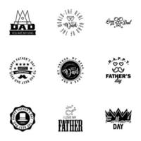 Happy fathers day 9 Black typography set Vector emblems Lettering for greeting cards banners tshirt design You are the best dad Editable Vector Design Elements