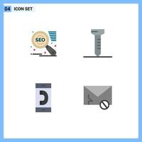 Modern Set of 4 Flat Icons Pictograph of search engine outgoing nail communication mail Editable Vector Design Elements