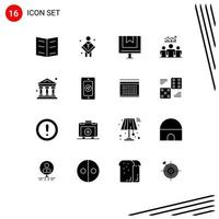 Pictogram Set of 16 Simple Solid Glyphs of success team box user online Editable Vector Design Elements