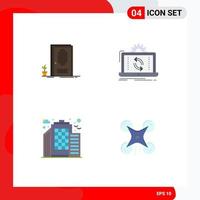 Pictogram Set of 4 Simple Flat Icons of door building plant analysis office Editable Vector Design Elements