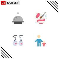 Set of 4 Commercial Flat Icons pack for alarm accessories paint brush egg fashion Editable Vector Design Elements