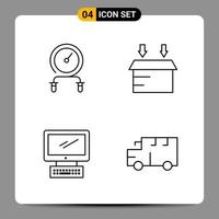 4 Black Icon Pack Outline Symbols Signs for Responsive designs on white background 4 Icons Set Creative Black Icon vector background