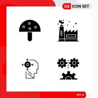 Creative Set of 4 Universal Glyph Icons isolated on White Background vector