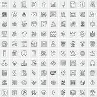 conjunto de 100 iconos de línea de negocios creativos vector