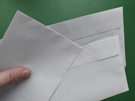 Envelope for sending letters in the post office photo