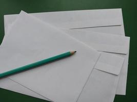 Envelope for sending letters in the post office photo