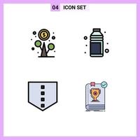 4 Universal Filledline Flat Colors Set for Web and Mobile Applications profit vacation money bottle shield Editable Vector Design Elements