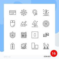 Modern Set of 16 Outlines and symbols such as mouse devices map cursor holiday Editable Vector Design Elements