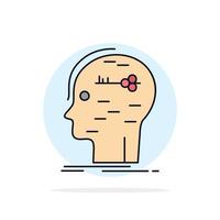 brain hack hacking key mind Flat Color Icon Vector