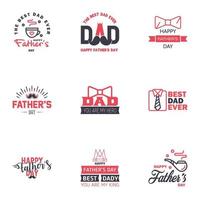 Happy fathers day greeting cards set 9 Black and Pink Vector typography lettering Usable for banners print You are the best dad text design Editable Vector Design Elements