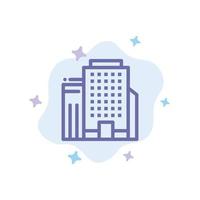 Office Building Job Blue Icon on Abstract Cloud Background vector