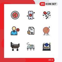 Group of 9 Filledline Flat Colors Signs and Symbols for ssl document tablet certificate user Editable Vector Design Elements