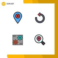 Set of 4 Vector Filledline Flat Colors on Grid for location capital pin rotate make Editable Vector Design Elements