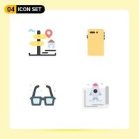 Group of 4 Modern Flat Icons Set for location camera real estate smart phone fountain Editable Vector Design Elements