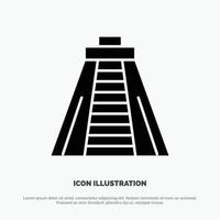 chichén itzá hito monumento icono de glifo negro sólido vector