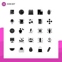 25 Thematic Vector Solid Glyphs and Editable Symbols of scheme apartment climate education tubs Editable Vector Design Elements