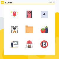 9 Creative Icons Modern Signs and Symbols of folder cooking electricity food caldron Editable Vector Design Elements