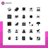 Group of 25 Modern Solid Glyphs Set for waste leak online water mirror Editable Vector Design Elements