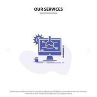 Our Services Chemical Experiment It Technology Solid Glyph Icon Web card Template vector