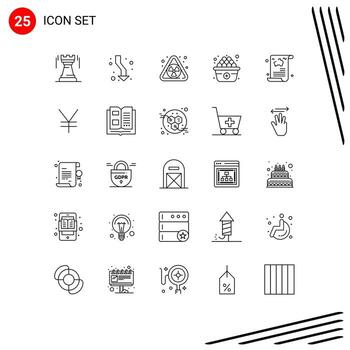 25 Universal Lines Set for Web and Mobile Applications news add direction egg waste Editable Vector Design Elements