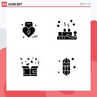 Set of 4 Modern UI Icons Symbols Signs for louck donation weding therapy heart Editable Vector Design Elements