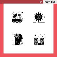 Solid Glyph Pack of 4 Universal Symbols of car gear signal progress user Editable Vector Design Elements