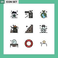conjunto de 9 iconos modernos de la interfaz de usuario símbolos signos para la religión islam zippo cup plant elementos de diseño vectorial editables vector