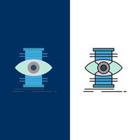 Eye Success Focus Optimize  Icons Flat and Line Filled Icon Set Vector Blue Background