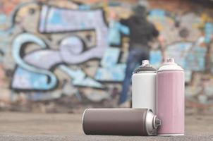 A photography of a certain number of paint cans against the graf photo