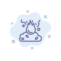 Burn Fire Garbage Pollution Smoke Blue Icon on Abstract Cloud Background vector