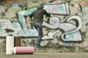 A photography of a certain number of paint cans against the graf photo