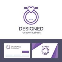 tarjeta de visita creativa y plantilla de logotipo anillo matrimonio amor boda vector ilustración