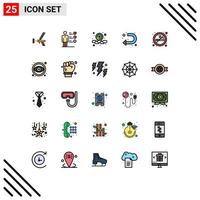 grupo de símbolos de iconos universales de 25 colores planos de líneas llenas modernas de flecha de habilidades de signo izquierdo más elementos de diseño de vectores editables