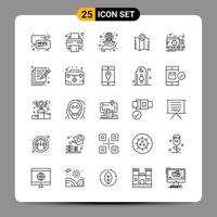 25 Black Icon Pack Outline Symbols Signs for Responsive designs on white background 25 Icons Set Creative Black Icon vector background