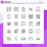 Set of 25 icons in Line style Creative Outline Symbols for Website Design and Mobile Apps Simple Line Icon Sign Isolated on White Background 25 Icons vector