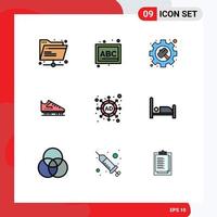 Set of 9 Modern UI Icons Symbols Signs for ad skates gear skate boot Editable Vector Design Elements