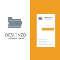 Folder Open Data Storage Grey Logo Design and Business Card Template vector