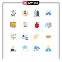 Group of 16 Modern Flat Colors Set for analysis study estate online upload Editable Pack of Creative Vector Design Elements