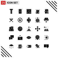 Set of 25 Commercial Solid Glyphs pack for file digital media copyright tea Editable Vector Design Elements