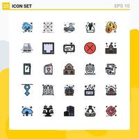 Modern Set of 25 Filled line Flat Colors Pictograph of coins scent complex perfume light Editable Vector Design Elements