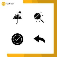 4 Solid Glyph concept for Websites Mobile and Apps umbrella layout safety lollipop ux Editable Vector Design Elements