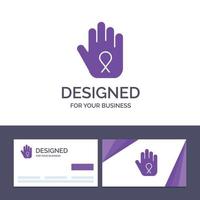 Creative Business Card and Logo template Stop Hand Ribbon Awareness Vector Illustration